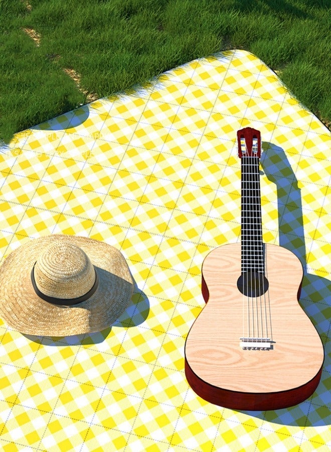 Generic Yellow stripes Oversized Picnic and Beach Blankets Pads Thickened Double Layer Sandproof Waterproof Pads Portable Camping Pads Outdoor Pads Tent Sleeping Pads Striped Thickened Picnic Pads  - Image 2