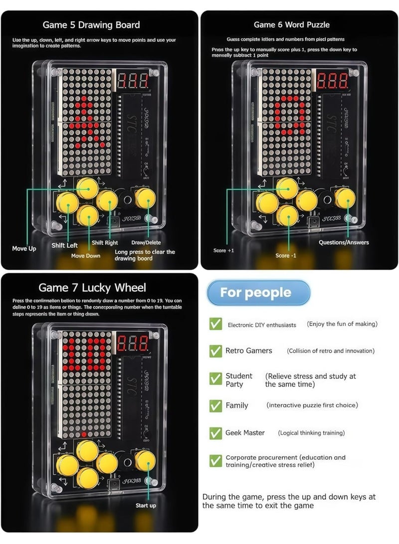 SYOSI DIY Retro Pixel Game Kit, 7-in-1 Electronic Soldering Project Console with Case for STEM Learning, Kids and Teens Educational Soldering Practice, Creative Gift for Friends - Image 4