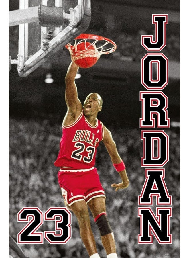 Close Up Michael Jordan NBA Poster 23 Slam Dunk - Image 1