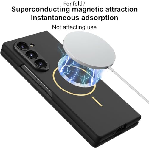 Tech Trendz TechTrendz Magnetic Cover [Compatible with MagSafe] for Samsung Galaxy Z Fold 7 Case Slim Hard PC + Tempered Glass Protective Phone Case for Galaxy Z fold 7 Back Cover - Silver - Image 2