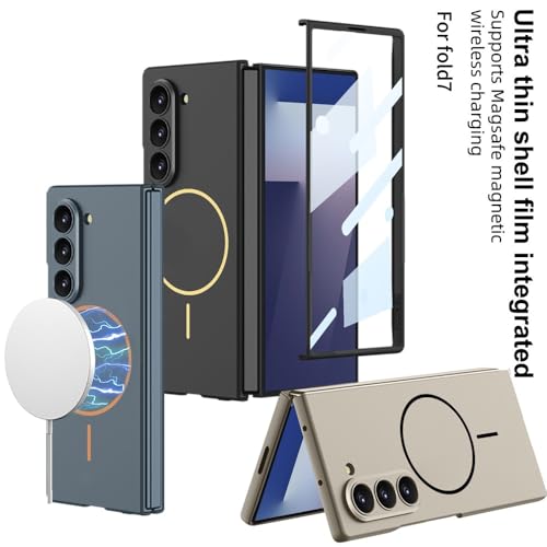 Tech Trendz TechTrendz Magnetic Cover [Compatible with MagSafe] for Samsung Galaxy Z Fold 7 Case Slim Hard PC + Tempered Glass Protective Phone Case for Galaxy Z fold 7 Back Cover - Silver - Image 4