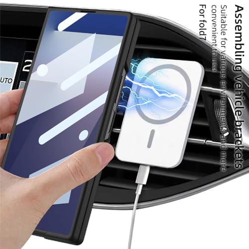 Tech Trendz TechTrendz Magnetic Cover [Compatible with MagSafe] for Samsung Galaxy Z Fold 7 Case Slim Hard PC + Tempered Glass Protective Phone Case for Galaxy Z fold 7 Back Cover - Silver - Image 3