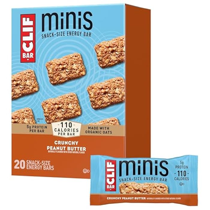 CLIF BAR Minis - Crunchy Peanut Butter - Made with Organic Oats - 5g Protein - Non-GMO - Plant Based - Snack-Size Energy Bars - 0.99 oz. (20 Pack) - Image 1