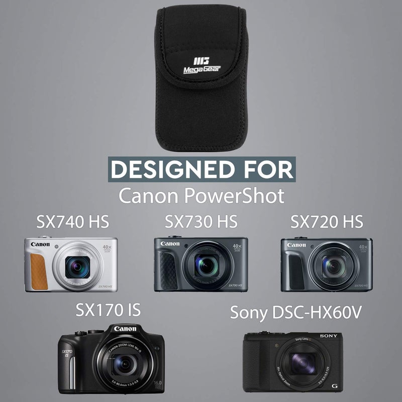 MegaGear حافظة كاميرا نيون من ميغا جير MG037 خفيفة الوزن متوافقة مع كانون باور شوت SX740 HS، SX730 HS، SX720 HS، SX710 HS، SX700 HS، سوني سايبر شوت DSC-HX60V - سوداء، جلد PU - Image 4