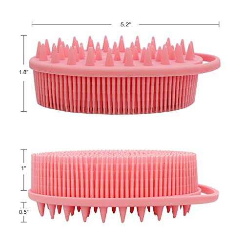 WETANG Upgrade 2 in 1 Bath and Shampoo Body Brush, Silicone Exfoliating Body Scrubber for Use in Shower, Premium Silicone Loofah, Head Scrubber, Scalp Massager, Easy to Clean (1PC Pink) - Image 5
