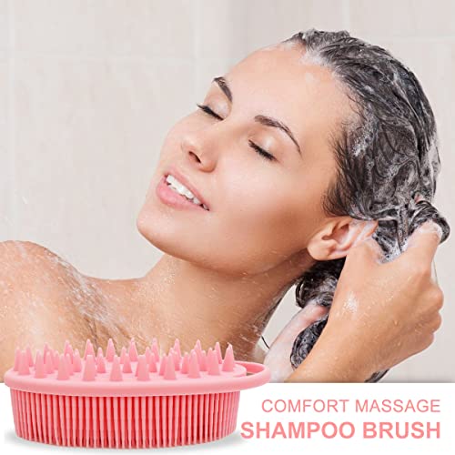 WETANG Upgrade 2 in 1 Bath and Shampoo Body Brush, Silicone Exfoliating Body Scrubber for Use in Shower, Premium Silicone Loofah, Head Scrubber, Scalp Massager, Easy to Clean (1PC Pink) - Image 3