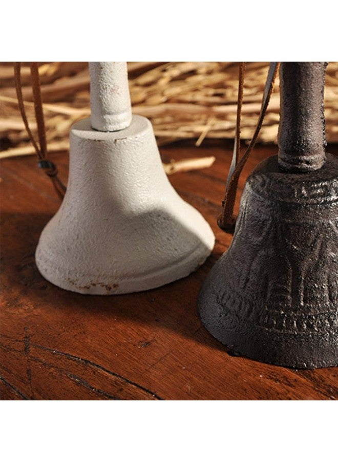 klarako Tea Dinner Bell Antique Hand Bell Vintage Bell Retro Countryside Handbells Hanging Bells School Teachers Bell Ornament(White) Reception Desk Bell  - Image 5