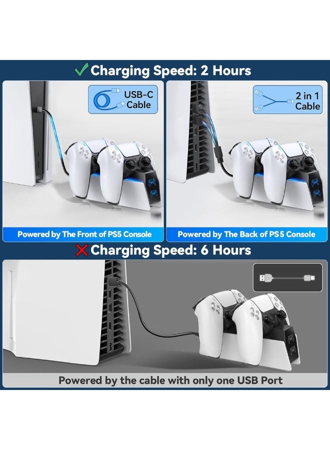 For PS5 Controller Charger 2H Fast Charger With 2 Cable Types PS5 Charging Station For PlayStation 5 Controllers P4 Interactive Figure - Image 2