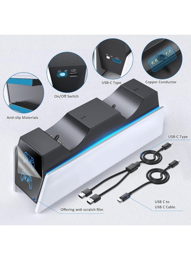 For PS5 Controller Charger 2H Fast Charger With 2 Cable Types PS5 Charging Station For PlayStation 5 Controllers P4 Interactive Figure - Image 5