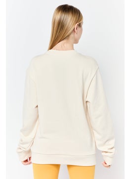 adidas Originals Women Sportswear Fit Long Sleeves Outdoor Sweatshirt, Beige  - Image 4