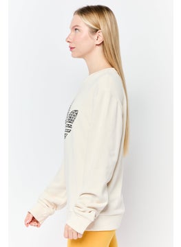 adidas Originals Women Sportswear Fit Long Sleeves Outdoor Sweatshirt, Beige  - Image 3
