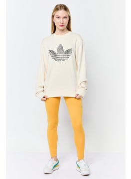 adidas Originals Women Sportswear Fit Long Sleeves Outdoor Sweatshirt, Beige  - Image 2