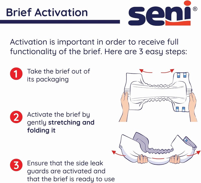 SENI Super Plus Unisex Adult Incontinence Briefs with tabs Size M 3043 25 Count 1 Pack of 25 Heavy to Severe Absorbency Disposable Overnight Brief for Men Women - Image 2