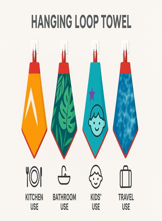 Space Fly Kitchen Towel with Hanging Loop 24x45 cm | Absorbent & Quick Dry Microfiber Hand Towel for Kitchen, Bathroom & Multipurpose Use | Soft Washcloth with Hanging Hook - Pack of 3 (Multi Design) - Image 4