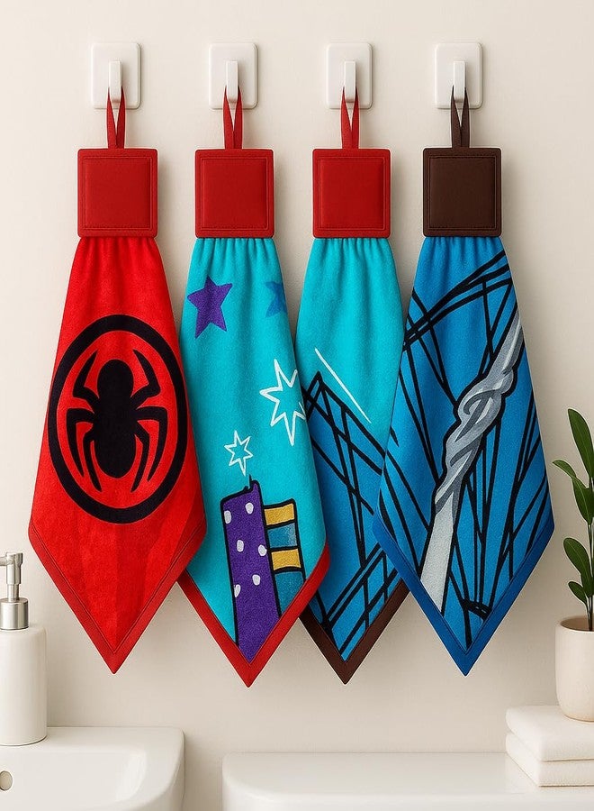 Space Fly Kitchen Towel with Hanging Loop 24x45 cm | Absorbent & Quick Dry Microfiber Hand Towel for Kitchen, Bathroom & Multipurpose Use | Soft Washcloth with Hanging Hook - Pack of 3 (Multi Design) - Image 5