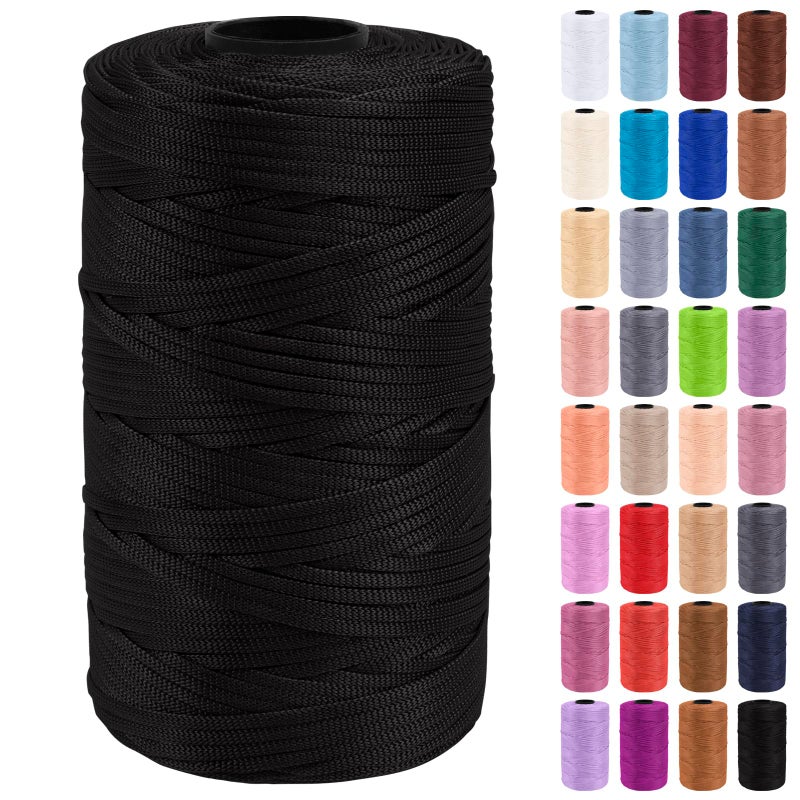 Uiopa Macrame Cord 3mm x 200m Polypropylene Flat Macrame String Crochet Yarn for Handbags Shopping Bags Sun Hats Shoes Carpets DIY Crafts Decorative Projects