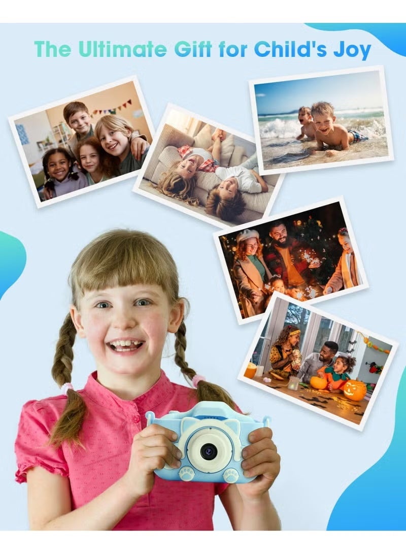 A ZONE Kids Camera, HD Kids Digital Video Camera for Taking Photos and Recording Vidoes, Children Games Built-in, Children Selfie Camera Perfect Christmas Birthday Gifts for Boys Girls (Blue) - Image 3