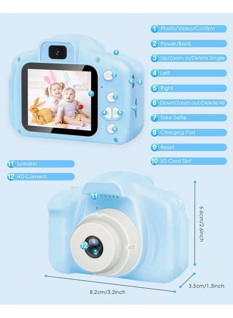 A ZONE Kids Camera, HD Kids Digital Video Camera for Taking Photos and Recording Vidoes, Children Games Built-in, Children Selfie Camera Perfect Christmas Birthday Gifts for Boys Girls (Blue) - Image 4