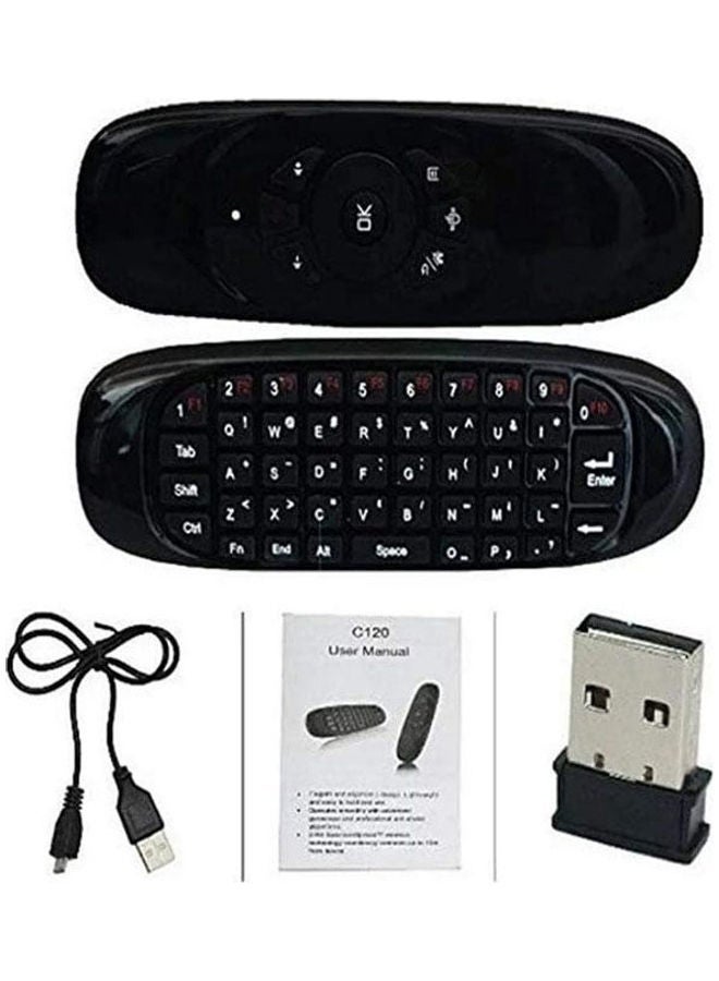 ELTRAZONE English-Arabic Fly Air Mouse T10 2.4Ghz Wireless Remote Control T10 With 3D Gyro Motion Gyroscope Mini Keyboard For All Black - Image 3