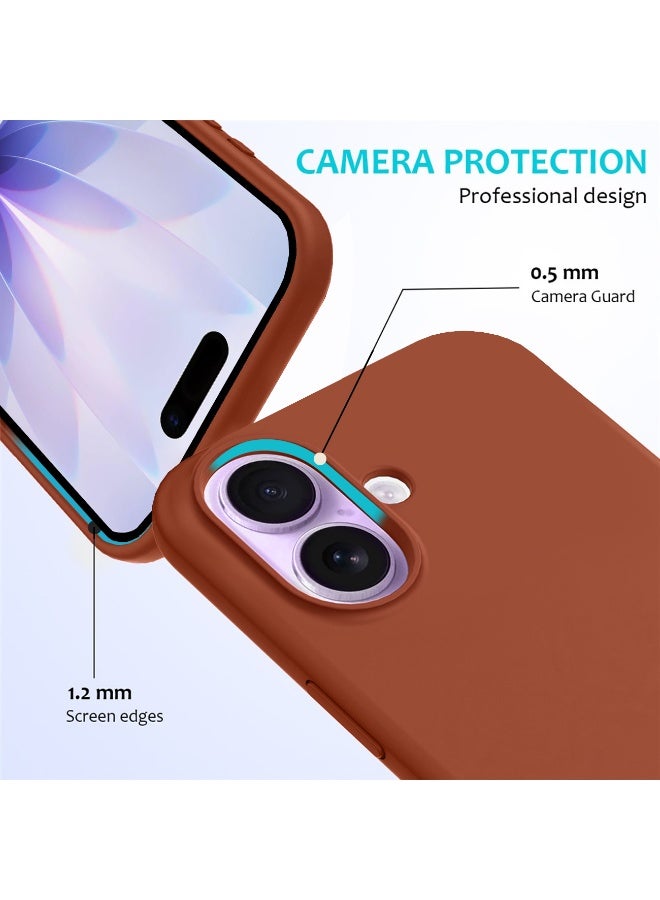 3 Packs Silicone Protective Phone Case for iPhone 17 - Soft Anti-Scratch Microfiber Lining Ultra Slim Drop Protection Phone Cover with Two Privacy Screen Protectors - Windsor Brown - Image 3
