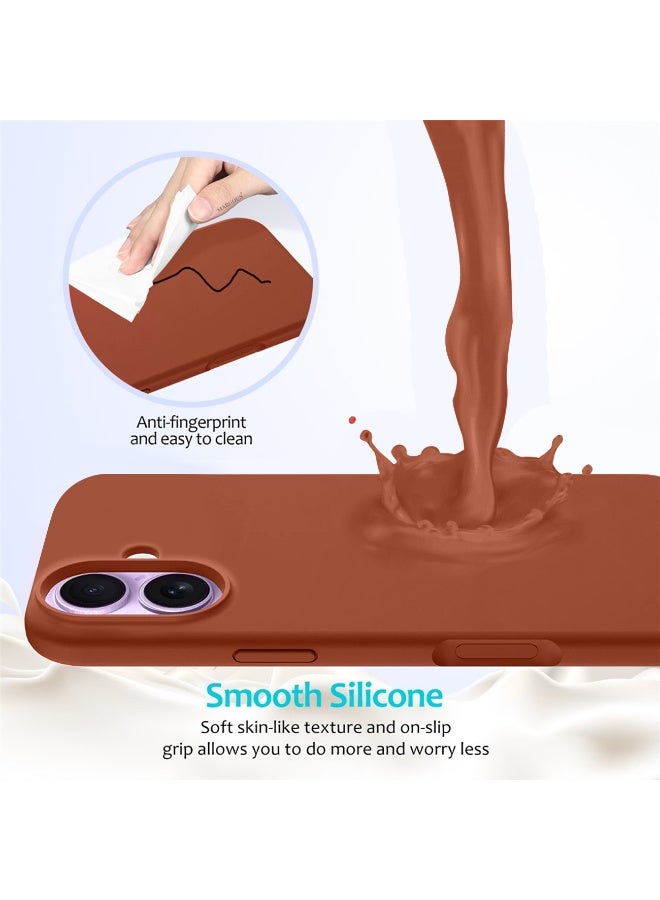 3 Packs Silicone Protective Phone Case for iPhone 17 - Soft Anti-Scratch Microfiber Lining Ultra Slim Drop Protection Phone Cover with Two Privacy Screen Protectors - Windsor Brown - Image 4