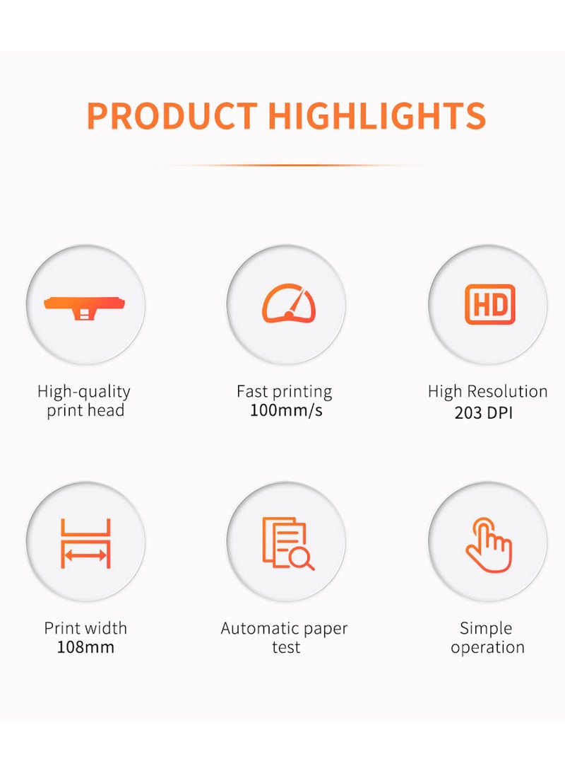 آيين E40 Pro Aiyin Shipping طابعة ملصقات حرارية، 4x6 بوصة، بلوتوث، 203 نقطة في البوصة، USB-C، متوافقة مع IOS Android Windows Mac، للمنزل والمكتب والشركات الصغيرة - Image 4