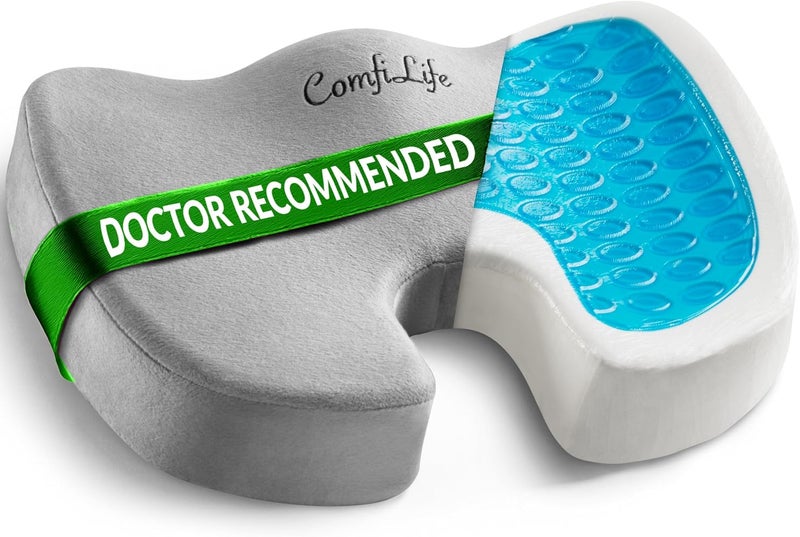 ComfiLife Gel Enhanced Seat Cushion - Non-Slip Orthopedic Gel & Memory Foam Coccyx Cushion for Tailbone Pain - Office Chair Car Seat Cushion - Sciatica & Back Pain Relief - Image 1