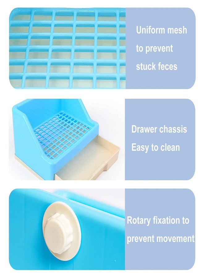 kathson Rabbit Litter Box Trainer Small Animal Potty Corner Toilet with Drawer Pet Cage Pan Litter Bedding Box for Adult Guinea Pig Hamster Bunny Ferret Galesaur Mouse Squirrel (Blue) - Image 4