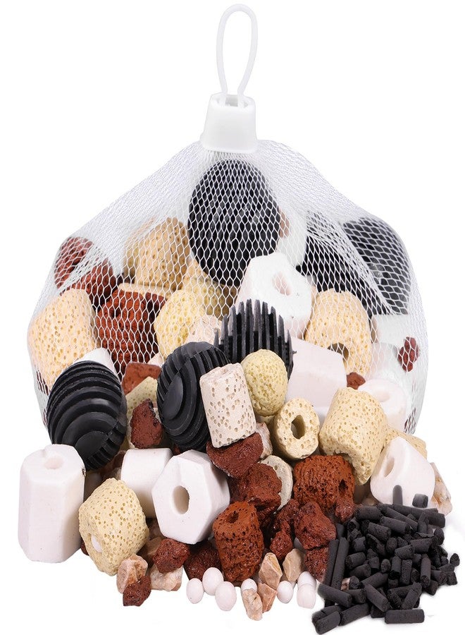 داتو مجموعة وسائط ترشيح أحواض السمك من داتو، تتضمن 12 نوعًا من الكرات الحيوية وحلقات السيراميك والكربون النشط، مع حقيبة شبكية مجانية، مناسبة لأحواض الأسماك والبرك وفلاتر العلب. - Image 1