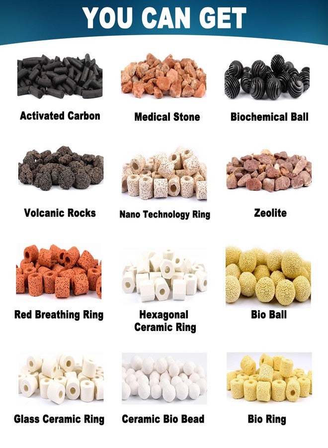 داتو مجموعة وسائط ترشيح أحواض السمك من داتو، تتضمن 12 نوعًا من الكرات الحيوية وحلقات السيراميك والكربون النشط، مع حقيبة شبكية مجانية، مناسبة لأحواض الأسماك والبرك وفلاتر العلب. - Image 2