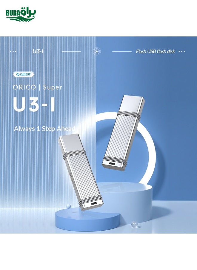 BURAQ ORICO 128GB USB-A USB3.2 Gen1 USB Flash Drive, Read 260MB/s, Write 50MB/s (Silver)  - Image 4