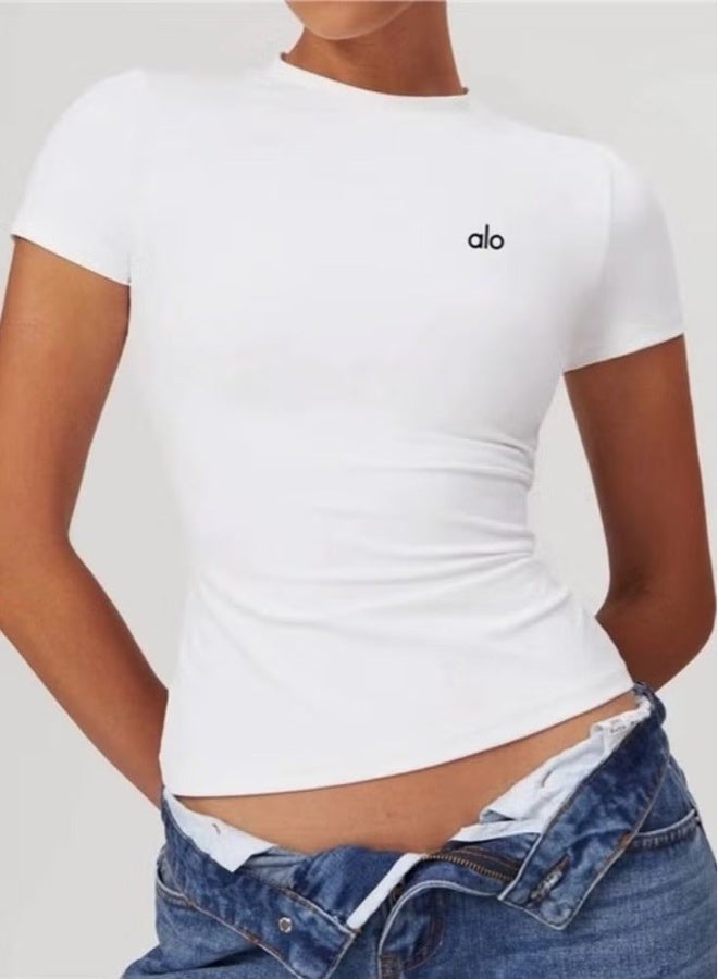 ALO Women Breathable Quick Dry Sports T-shirt（white） - Image 2