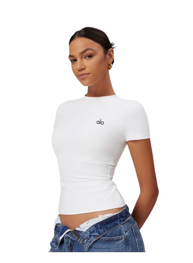 ALO Women Breathable Quick Dry Sports T-shirt（white） - Image 1