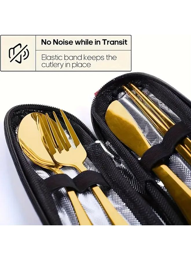 Multi Color Stainless Steel Travel Cutlery Set For Camping And Outdoor Lunch - Image 2