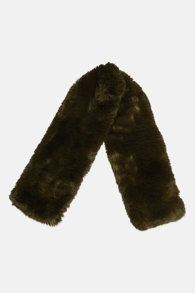 ADRIENNE VITTADINI Women Faux Fur Scarves 120 x 20 cm, Green - Image 1