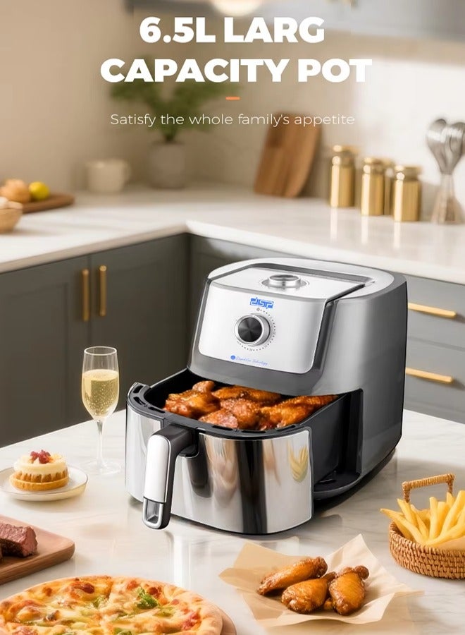 DSP Air Fryer, 6.5L Large Capacity with Adjustable Timer & Temperature Control Knob to Roast, Bake, Broil, Air Fry and Keep Warm,,Rapid Air Technology,Nonstick and Dishwasher Safe Basket,Overheat Protection,1600W 6.5L KB2181 - Image 3