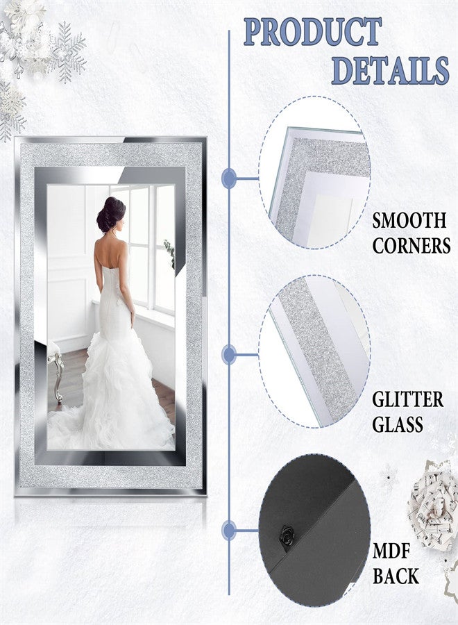 KASTWAVE 8 Pcs 4 x 6 Glass Picture Frame Bulk Diamond Photo Holder Sparkling Crystal Silver Photo Frame for Tabletop Display Shelf Desk Home Bedroom Wedding Decor Gift - Image 4