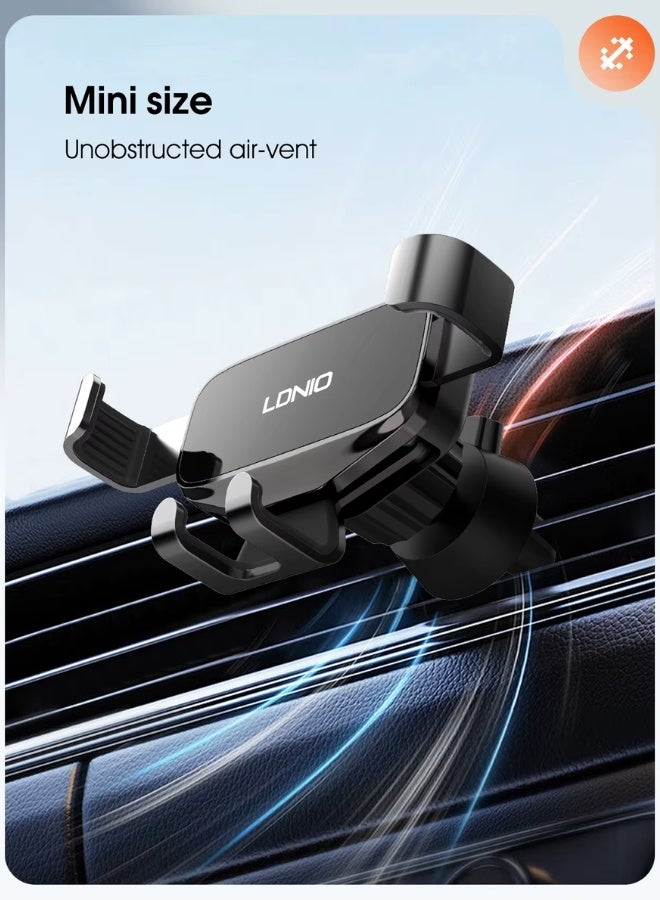 LDNIO Universal Gravity Mechanical Car Mount – 360° Rotating Air Vent Mobile Phone Holder, Automatic Tightening Clamp, Mini Size, Stable & Non-Slip with Thicken Silicone Pad – Compatible with All Smartphones - Image 5