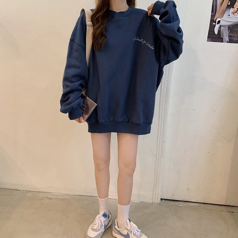 Crisp Fish Scale Spring Fall Sweatshirt Dark blue - Image 1