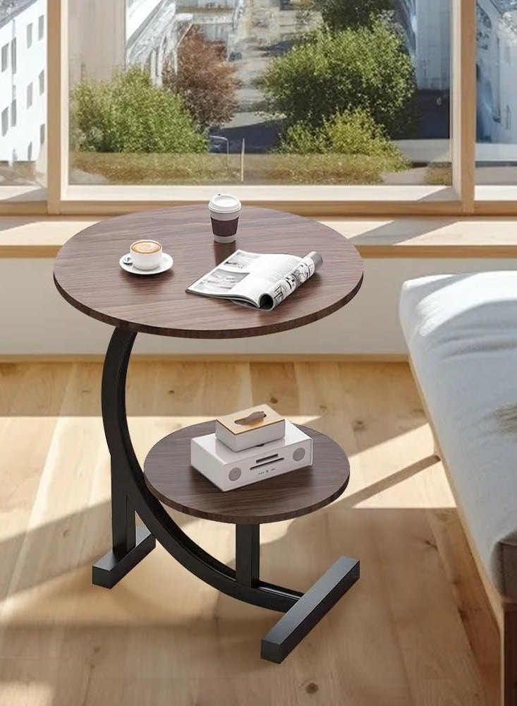 DubaiGallery End Table, Side Table, Oval Table, C-Shaped Couch Table for Living Room, Snack Table for Small Space, Living Room, Bedroom, Marble Top & Metal Frame - Image 3