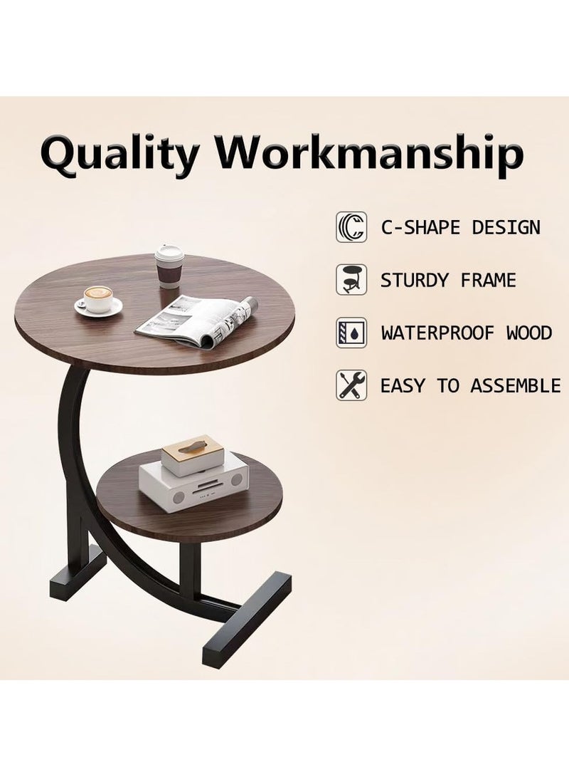 DubaiGallery End Table, Side Table, Oval Table, C-Shaped Couch Table for Living Room, Snack Table for Small Space, Living Room, Bedroom, Marble Top & Metal Frame - Image 4