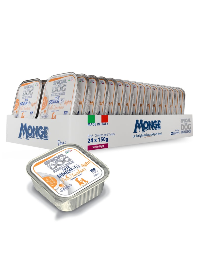 Monge Special Dog Excellence by Monge, Senior Light Dog Wet Food with Chicken & Turkey, Super Premium Complementary Wet Dog Food, Patè in Alutray - Image 2
