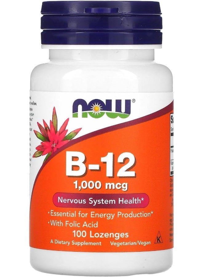 NOW Foods Vitamin B-12 (1000mcg, 100 Lozenges) - Image 1