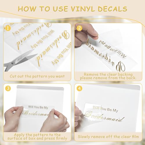 EXJEXJ 8 Sets Bridesmaid Proposal Gift Boxes with Lids - 8Pcs Will You Be My Bridesmaid Vinyl Sticker Decal Custom Name and Satin Ribbon - White Cardboard Gift Box for Wedding, Bridal Shower, Bachelorette Party - Image 5