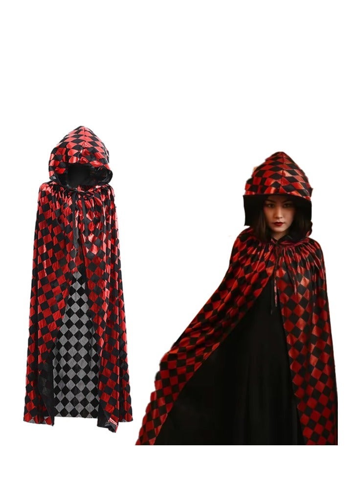 Home Smart Cape Witch Wizard Halloween Cape Cloak for Unisex Children's and Adult's Ideal for School Theme Play Halloween Party and Party Favor (Red & Black) - Image 1