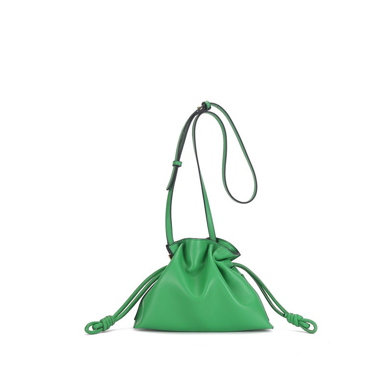 ''s New Genuine Leather Women''s Bag, Simple Small Lucky Bag, Single Shoulder Crossbody Bucket Bag, Cowhide Drawstring Small Bag, Customized - Image 1