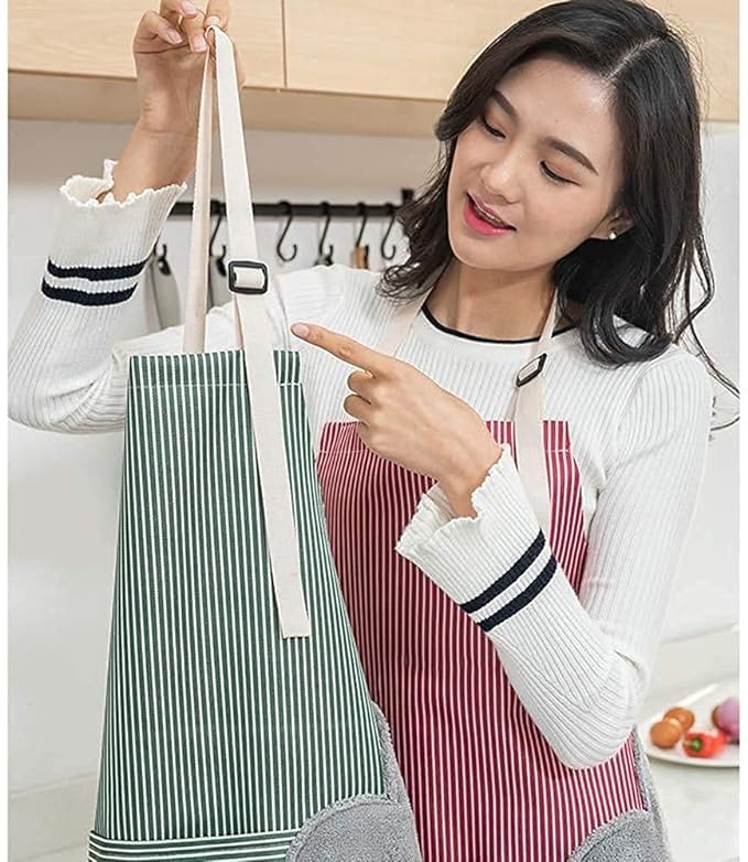 AVMPHD Cooking Apron Adjustable Waterproof Chef Apron with Pocket and 2 Side Coral Velvet Towels for Hands Wiping Quilt for Home Kitchen Grill Restaurant - Image 4
