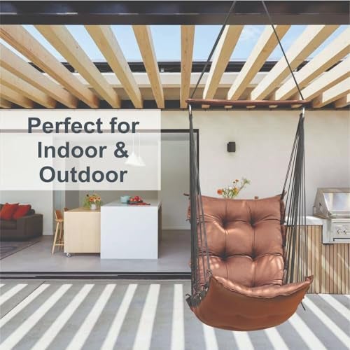 JULJULIA Swing for Balcony Comfortable Cotton Swing Relaxing Jhula for Adults for Home Indoor Outdoor Hanging Seat for Apartment Patio Terrace Garden- 200 kg Weight Capacity - JJ Low Brown - Image 5
