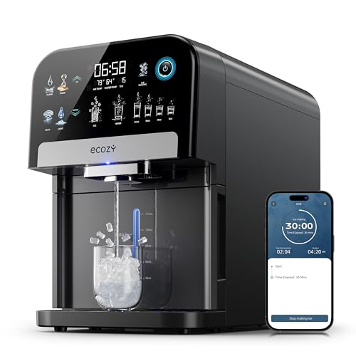 ecozy Nugget Ice Maker Dispenser, Smart 2-in-1 Pebble Ice Machine Countertop & Water Dispenser with App Control, Self-Cleaning, Auto Lighting, TDS Monitor, Measured Dispensing, 33Lbs/Day - Image 1