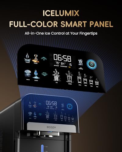 ecozy Nugget Ice Maker Dispenser, Smart 2-in-1 Pebble Ice Machine Countertop & Water Dispenser with App Control, Self-Cleaning, Auto Lighting, TDS Monitor, Measured Dispensing, 33Lbs/Day - Image 2